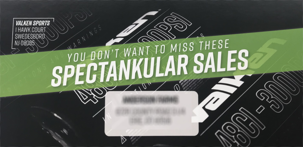A Valken Dealer Spectankular Sale direct-mail flyer.