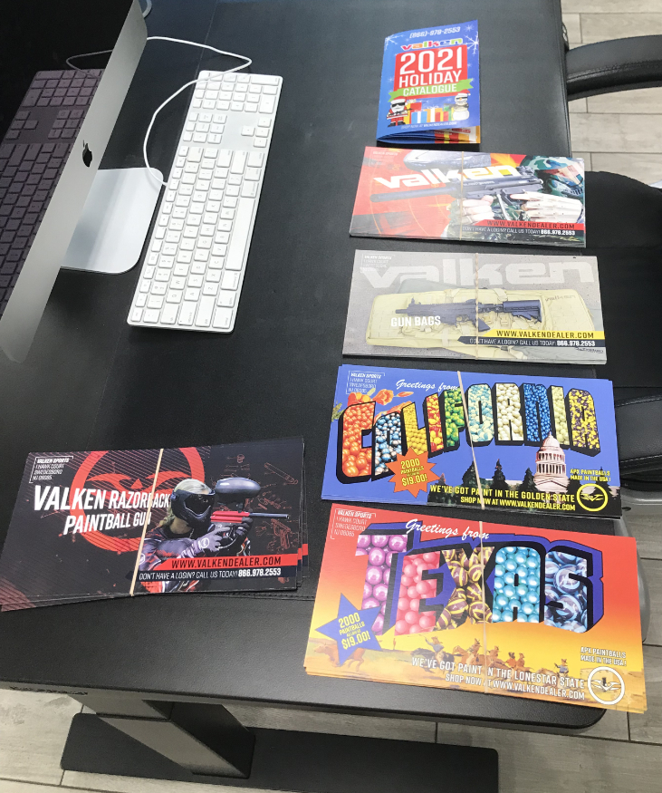 Collection of Valken Direct Mail Flyers with Dynamism Rebrand Ethos.